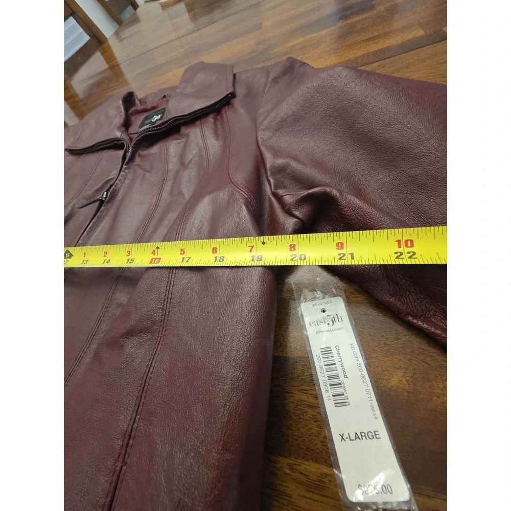 East 5th‎ Women's Red Burgundy Leather  Jacket XL New With Tag Genx Genz Y2k
